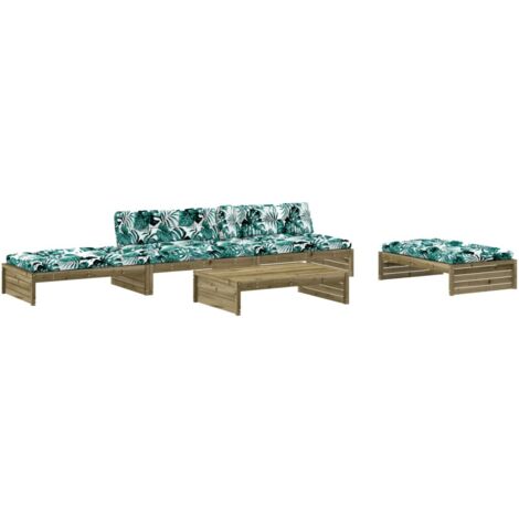 vidaXL Salon de jardin 5 pcs avec coussins bois de pin imprégné (1/5)