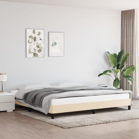 Cadre de lit sans matelas crème 200x200 cm tissu vidaXL (1/5)