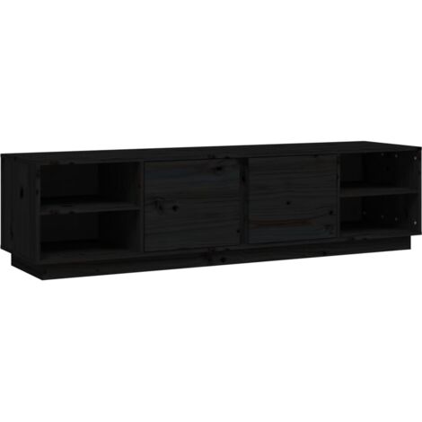 Meuble TV Noir 156x40x40 cm Bois de pin massif vidaXL (1/5)