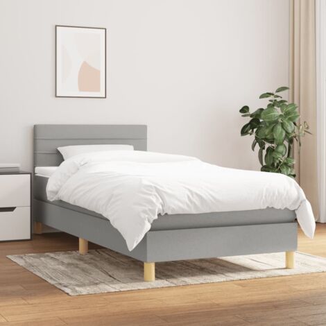 vidaXL Sommier à lattes de lit avec matelas Gris clair 100x200cm Tissu (1/5)