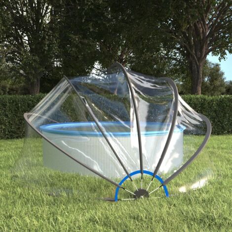 Vidaxl – Dôme de piscine rond 406x203 cm en PVC UPF 30 – Protection contre soleil et pluie – Accès facile avec charnières – Accessoires inclus