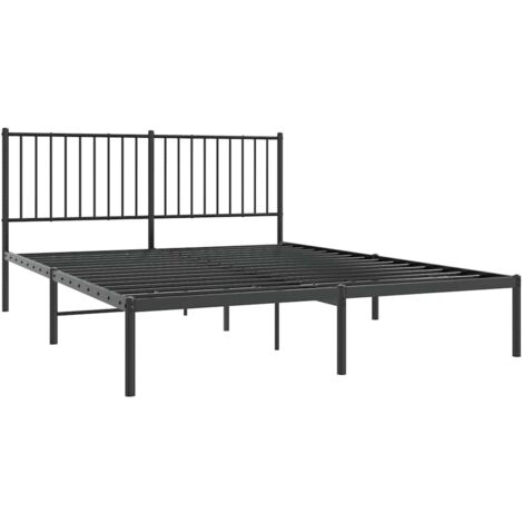 Cadre de lit métal sans matelas et tête de lit noir 160x200 cm vidaXL (1/5)