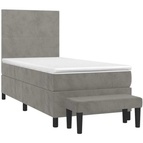 Sommier à lattes de lit et matelas Gris clair 90x200 cm Velours (1/5)