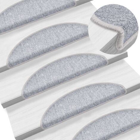 Vidaxl – Tapis d'escalier 15 pcs gris clair 56x17x3 cm – 100% PP capitonné – Antidérapant et insonorisant – Lavable et pliable