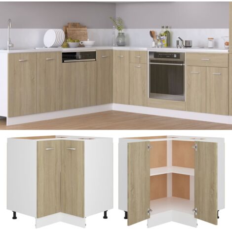 Vidaxl – Armoire d'angle 75,5x75,5x81,5 cm en bois d'ingénierie – 2 portes – 2 étagères – Optimise l'espace de rangement