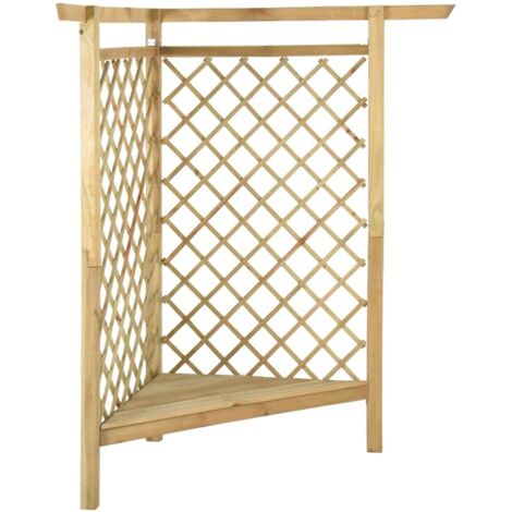 Vidaxl – Pergola d'angle avec banc 166x81x174 cm – Bois de pin imprégné – Structure robuste pour rosiers et plantes grimpantes – Assemblage requis (1/6)