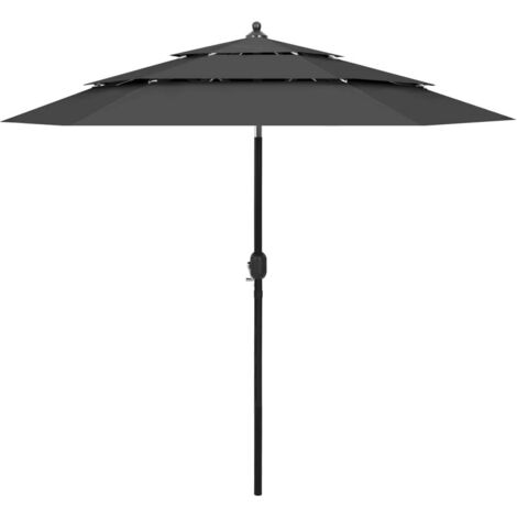 Parasol de jardin à 3 niveaux avec mât en aluminium anthracite vidaXL