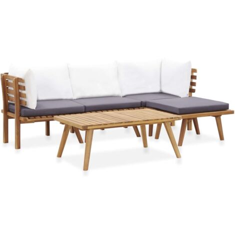 Vidaxl – Ensemble repas de jardin 5 pcs en bois d'acacia massif – Canapés d'angle et table basse – Housses en polyester 100% – Dimensions optimisées (1/6)