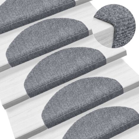 Tapis d'escalier autocollants 5 pièces 65 x 21 x 4 cm Gris clair Demi-rond Grand vidaXL