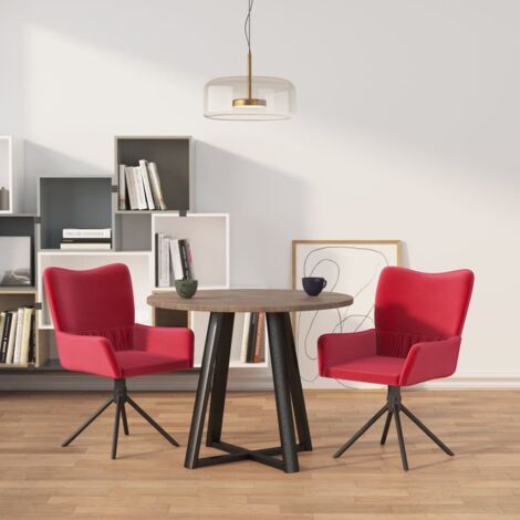 Chaises pivotantes à manger lot de 2 Rouge bordeaux Velours vidaXL (1/5)