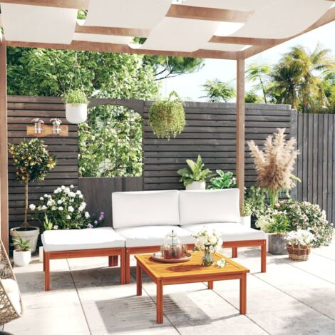 Salon de jardin 4 pièces avec coussins Crème 63 x 63 cm vidaXL