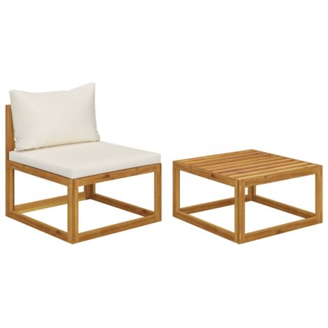 vidaXL 2 Piece Garden Sofa Set with Cushion Solid Acacia Wood