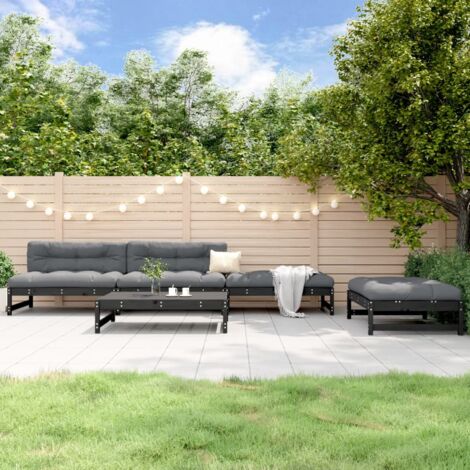 vidaXL Salon de jardin 5 pcs noir bois massif de pin (1/5)