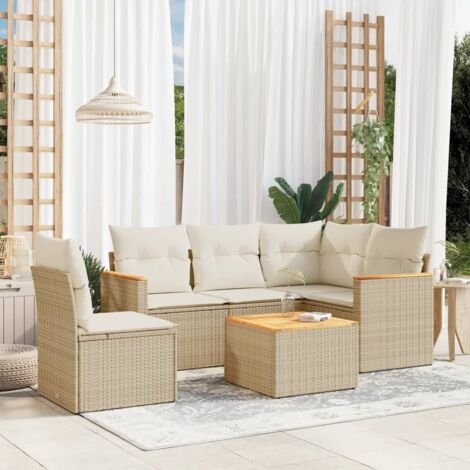 Salon de jardin avec coussins 6 pcs beige résine tressée vidaXL (1/3)