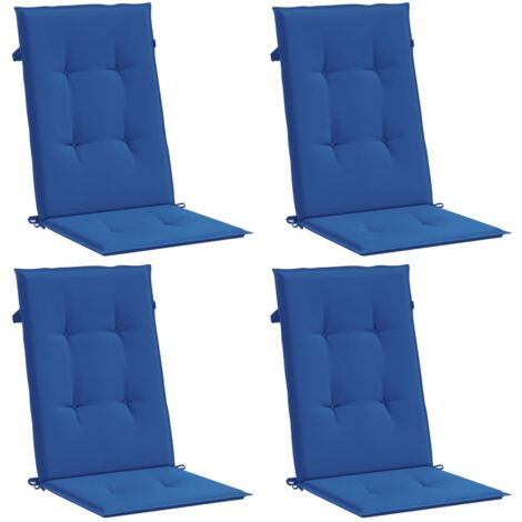 Coussins de chaise de jardin à dossier haut lot de 4 bleu royal vidaXL (1/5)