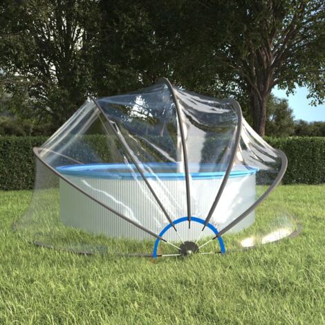 Vidaxl – Dôme de piscine rond 467x234 cm en PVC UPF 30 – Protection contre soleil et pluie – Installation facile avec piquets inclus