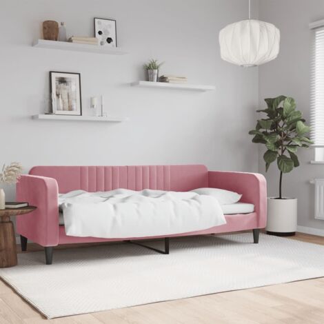 Vidaxl – Lit de repos 80x200 cm en velours rose – Canapé convertible 2 en 1 – Cadre robuste en métal et bois – Rembourrage en mousse confortable (1/5)