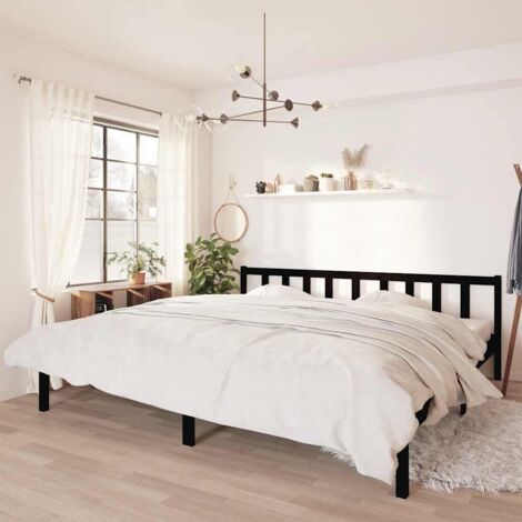 Cadre de lit sans matelas noir bois massif 200x200 cm vidaXL (1/5)