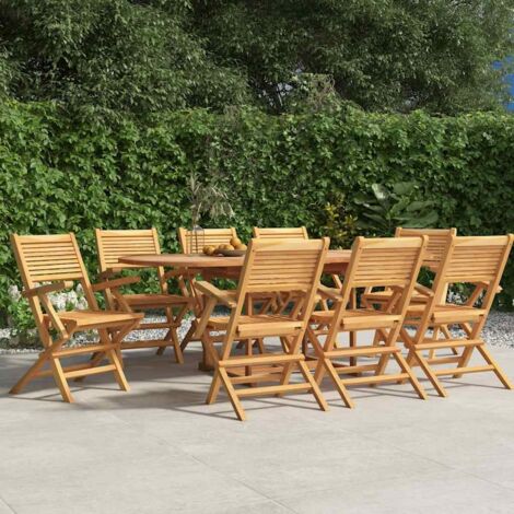Chaises de jardin pliantes lot de 8 55x62x90cm bois massif teck (1/5)