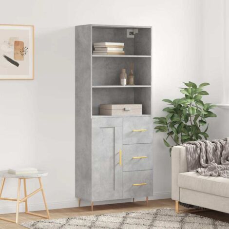 Buffet haut Gris béton 69,5x34x180 cm Bois d'ingénierie vidaXL (1/5)