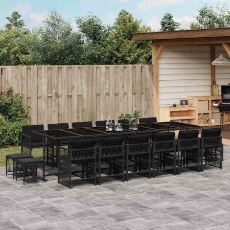 Ensemble à manger de jardin 17 pcs coussins noir résine tressée vidaXL (1/5)