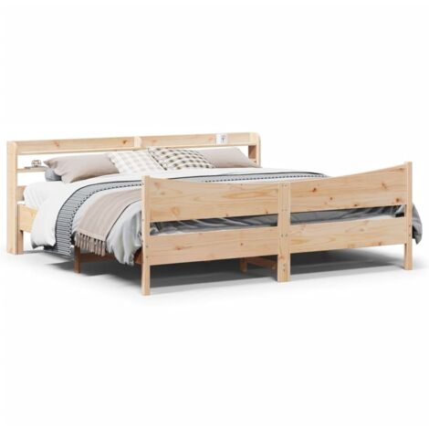 vidaXL Cadre de lit avec tête de lit 180x200 cm bois de pin massif (1/5)
