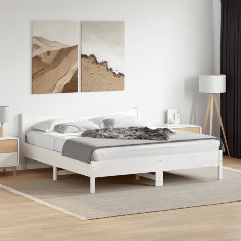 vidaXL Cadre de lit sans matelas blanc 200x200 cm bois massif de pin (1/5)