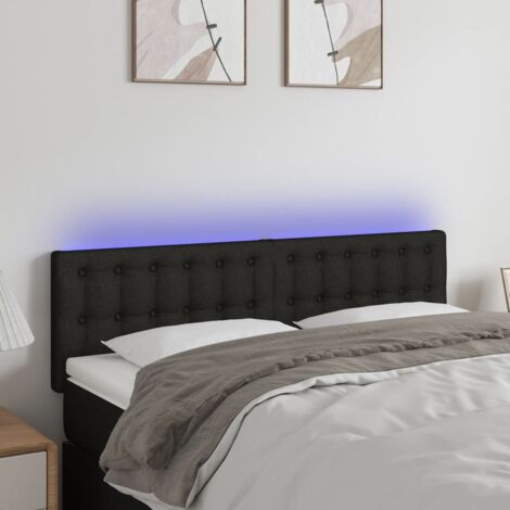 Tête de lit à LED Noir 144x5x78/88 cm Tissu vidaXL