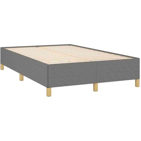 Vidaxl – Cadre de lit 120x190 cm en tissu gris foncé – Structure en bois massif et contreplaqué – Assemblage requis – Pour matelas 120x190 cm (1/5)