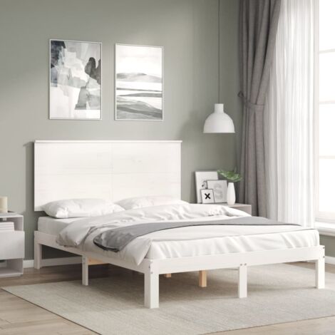 Cadre de lit sans matelas blanc 140x200 cm bois de pin massif vidaXL (1/5)