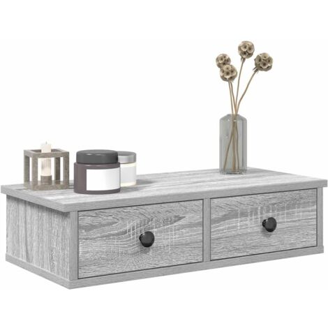 vidaXL Wall Shelf with Drawers Grey Sonoma 60x28x15 cm Engineered Wood