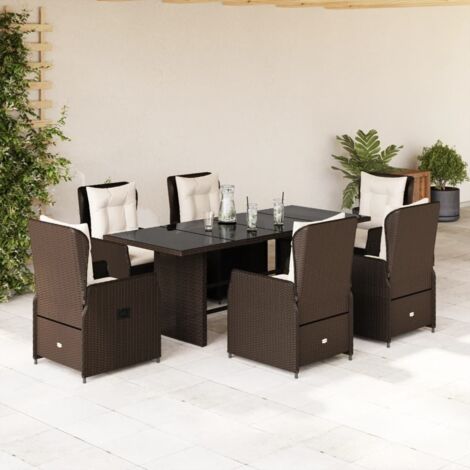 vidaXL Ensemble à manger de jardin et coussins 7 pcs marron rotin (1/5)
