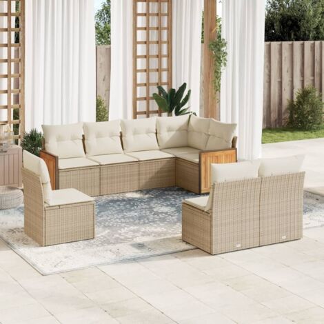 vidaXL Salon de jardin avec coussins 8 pcs beige résine tressée (1/3)