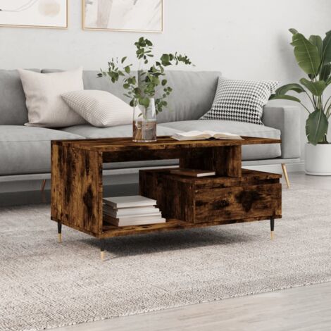 Table basse Chêne fumé 90x49x45 cm Bois d'ingénierie vidaXL
