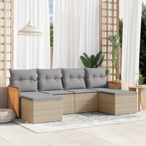 Salon de jardin avec coussins 6 pcs beige résine tressée vidaXL (1/3)
