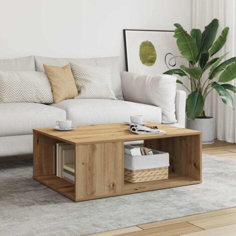 Vidaxl – Table basse fixe chêne artisanal 90x67x33 cm – Bois d'ingénierie résistant à l'humidité – Grand espace de rangement pour magazines et objets