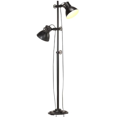 Lampadaire avec 2 abat-jour Noir E27 Fonte vidaXL