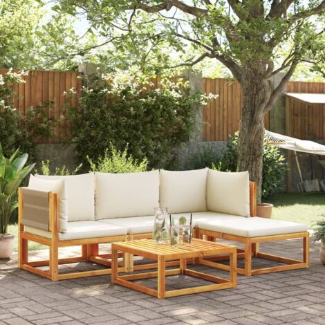 vidaXL Salon de jardin avec coussins 5 pcs Bois d'acacia solide (1/5)