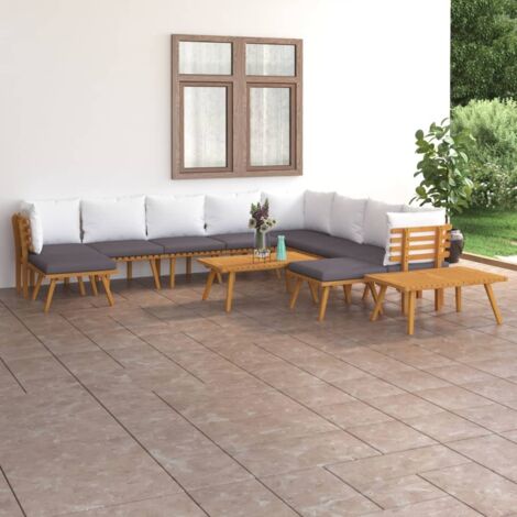 vidaXL Salon de jardin 12 pcs avec coussins Bois d'acacia solide (1/5)