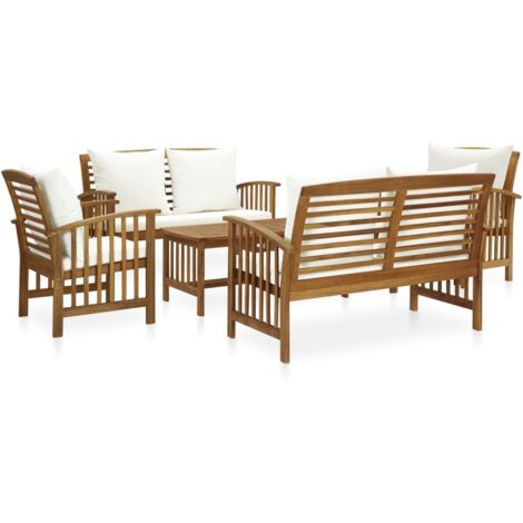 vidaXL Salon de jardin 5 pcs avec coussins Bois d'acacia solide