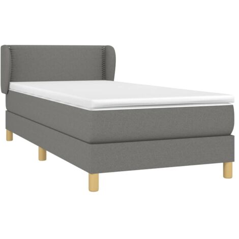 Sommier à lattes de lit et matelas Gris foncé 90x190 cm Tissu vidaXL (1/5)