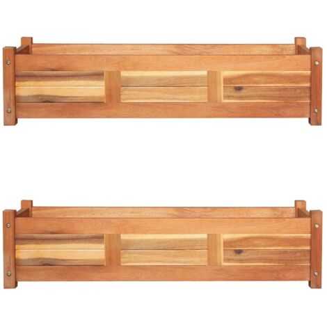 Vidaxl – Lot de 2 lits surélevés en bois d'acacia 100x30x25 cm – Design rectangulaire pour balcon et terrasse – Finition à l'huile naturelle (1/5)