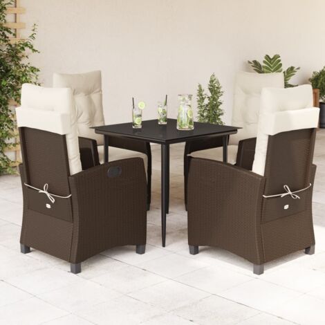 vidaXL Ensemble à manger de jardin 5 pcs et coussins marron poly rotin (1/5)