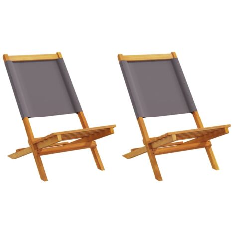 vidaXL Chaises de jardin lot de 2 anthracite bois acacia massif tissu (1/5)