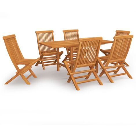 Vidaxl – Ensemble table et chaises de jardin 7 pcs – Bois de teck massif – Table extensible 110-160 cm – Chaises pliables 110 kg (1/7)