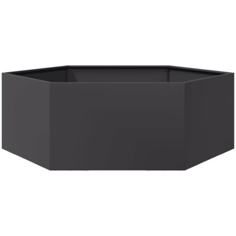 vidaXL Jardinière noir hexagone 138x120x45 cm acier