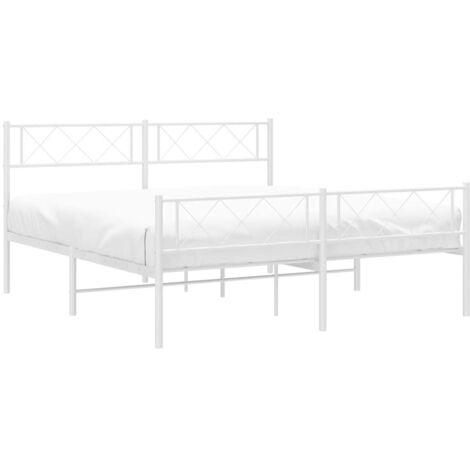 Cadre de lit métal sans matelas et pied de lit blanc 140x190 cm vidaXL (1/5)