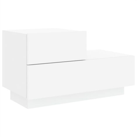 Vidaxl – Table de chevet avec éclairage LED blanc 70x36x40,5 cm – Bois d'ingénierie – Connecteur USB pour appareils – Rangement pratique (1/7)