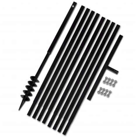 Vidaxl – Tarière manuelle 1 m avec tube d'extension 9 m – Acier super résistant – Double spirale 80 mm pour perçage efficace