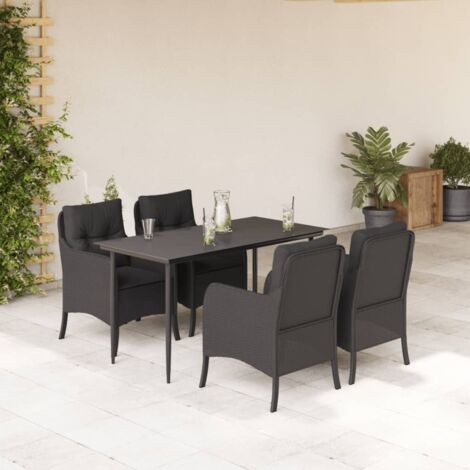 Ensemble à manger de jardin coussins 5pcs Noir Résine tressée vidaXL (1/5)
